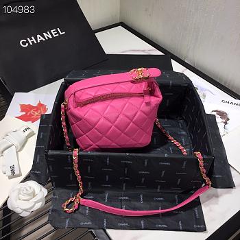 Chanel Lambskin Gold Metal Pink Small Hobo Bag