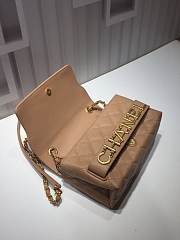 Chanel small flap bag calfskin goldtone metal beige - 5