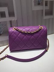 Chanel small flap bag calfskin goldtone metal purple - 6