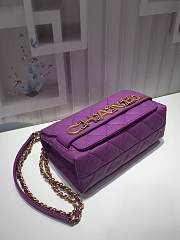 Chanel small flap bag calfskin goldtone metal purple - 4