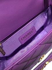 Chanel small flap bag calfskin goldtone metal purple - 2