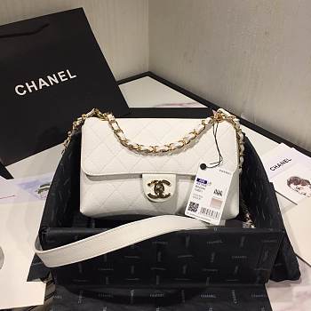 Chanel Small Grained Calfskin Flap Bag AS1459 white