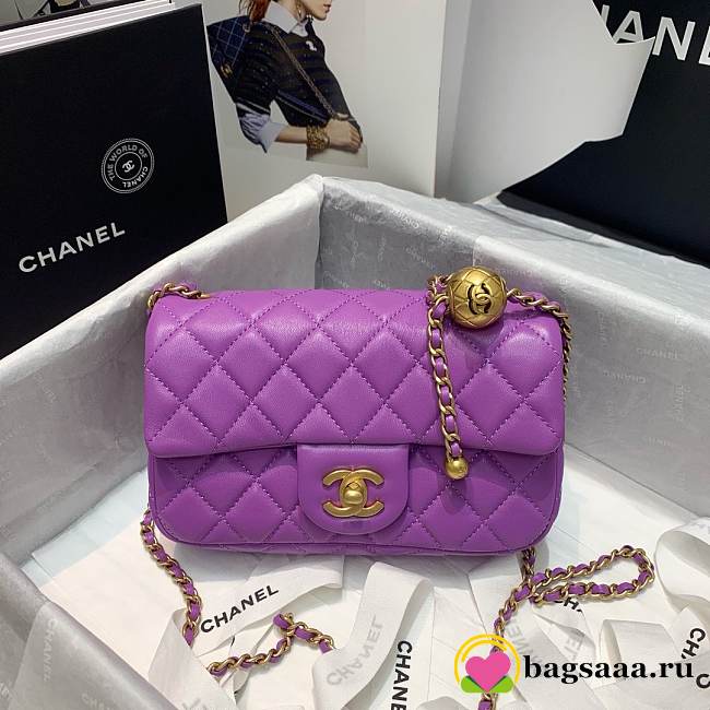 Chanel Flap Bag 20CM Purple - 1