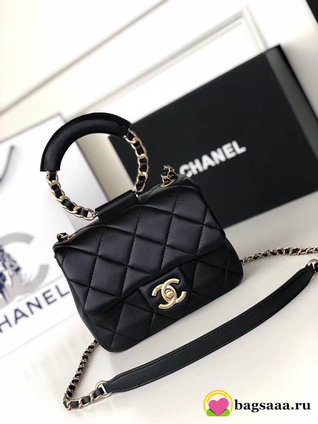 Chanel Small Flap Bag Lambskin Black 20cm - 1