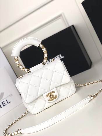 Chanel Small Flap Bag Lambskin White 20cm