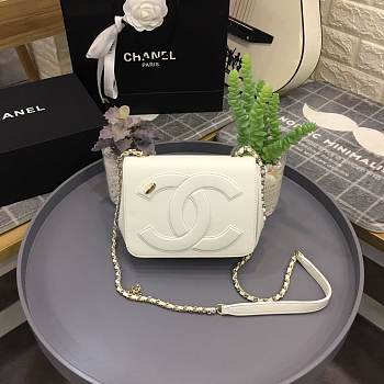 Chanel CC bag chain shoulder crossbody bag white