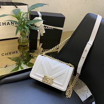 Chanel V Boy Bag 20cm White