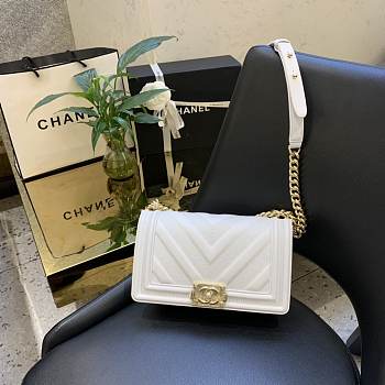 Chanel V Boy Bag 25cm White