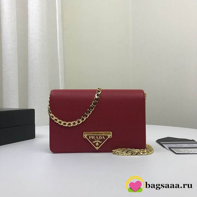 Prada Chain Strap Mini Bag 18CM Red - 1