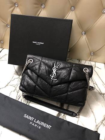 YSL Puffer Handbag 29cm Black Sliver Hardware