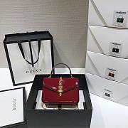 Gucci Sylvie 1969 Black Patent Leather Top Handle Bag Red - 1