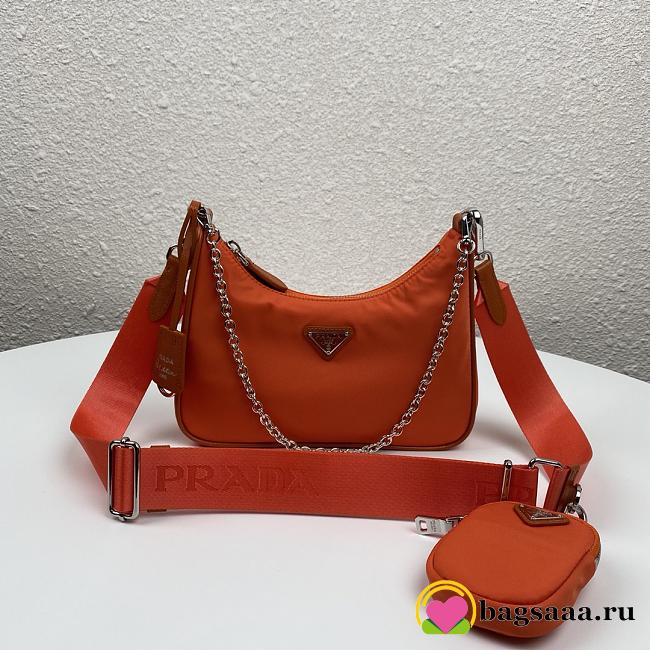 Prada Nylon Hobo Bag 22cm Orange - 1