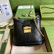 GG shoulder bag black in Embossed leather - 1