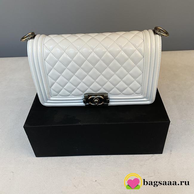 Chanel Leboy Bag Lambskin 25cm Silver hardware White  - 1