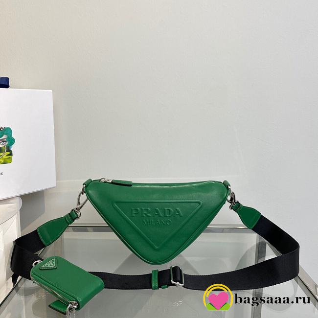 Prada Triangle leather shoulder bag green - 1