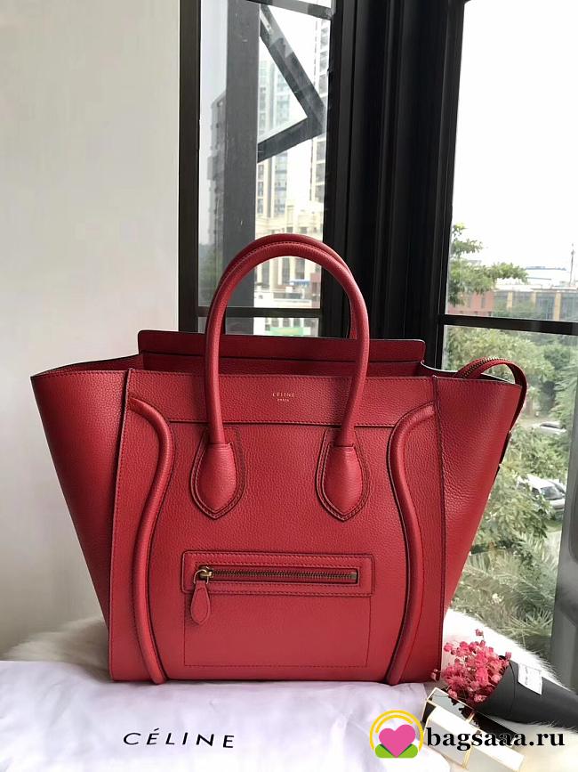 Celine Micro Luggage Calfskin Handbag Red - 1