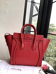 Celine Micro Luggage Calfskin Handbag Red - 5