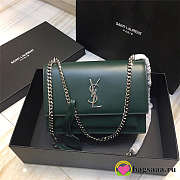 YSL Monogram Sunset Leather Crossbody Bag 442906 Green - 1