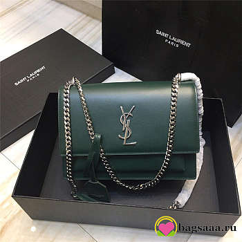 YSL Monogram Sunset Leather Crossbody Bag 442906 Green