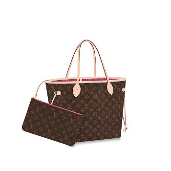 LV Neverfull MM Monogram with rose red M41178