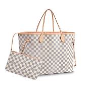 Louis Vuitton Original Neverfull N41605 White Grid With Pink - 1