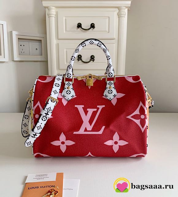 LV Speedy Bandoulière Red and Pink Handbag 30cm M44572  - 1