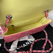 Chanel Classic Flap Bag 20cm Pink with Yellow A01116  - 2