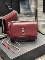 YSL Monogram Sunset Leather Crossbody Bag 442906 Red with Silver hardware 22cm - 1