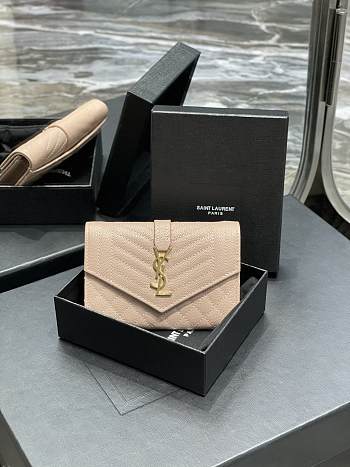 YSL Caviar Pink With Gold Hardware Wallet A026K