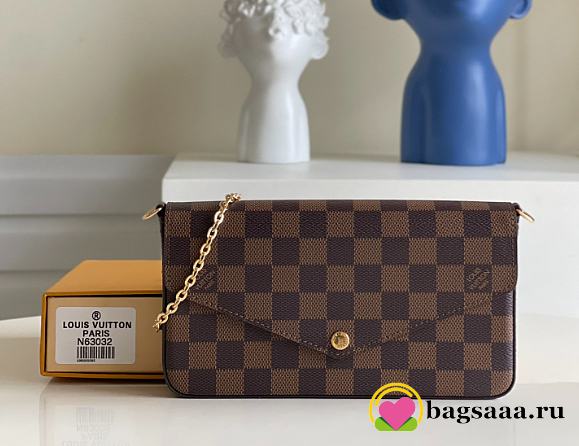 Louis Vuitton Damier Canvas Pochette Felicie Wallets Handbag 63032 - 1