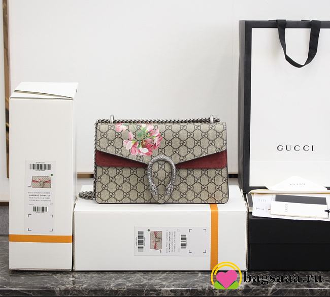 Gucci Dionysus Blooms Bag In Kahki with purplish red 400249 - 1