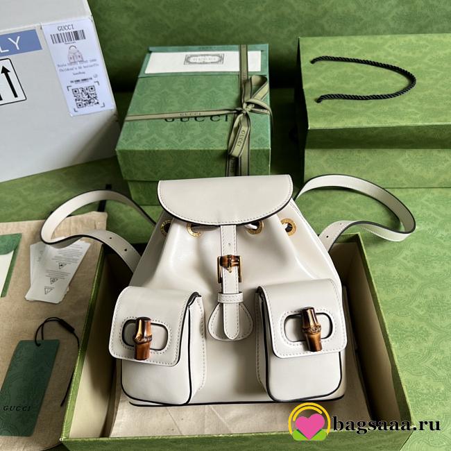 Gucci Bamboo Small Backpack White 702101 - 1