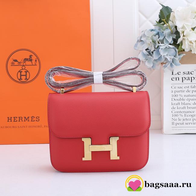 Hermes Constance Bag Gold Red 19CM - 1
