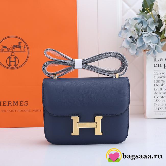 Hermes Constance Bag Gold Blue 19CM - 1
