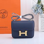 Hermes Constance Bag Gold Blue 19CM - 1