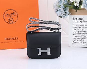 Hermes Constance Bag Sliver Black 19CM