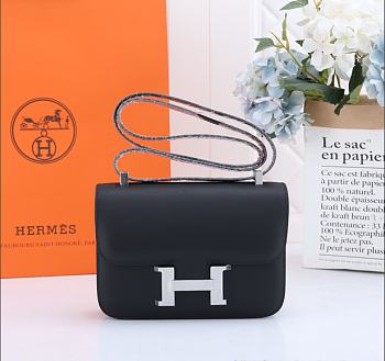 Hermes Constance Bag Sliver Black 23CM