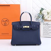 Hermes original togo leather birkin 30cm bag in Navy Blue - 1