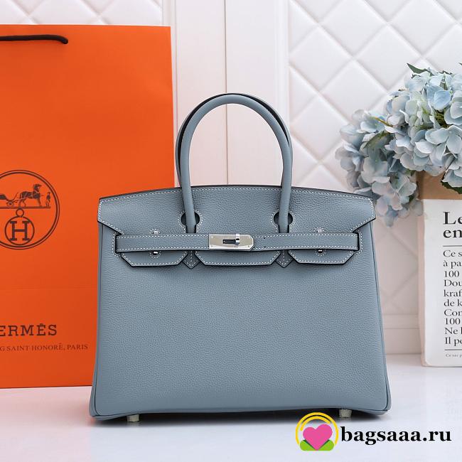 Hermes original togo leather birkin 30cm bag in Light Blue - 1