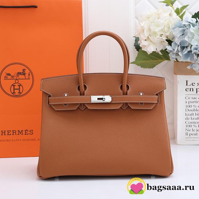 Hermes original togo leather birkin 30cm bag in Coffee - 1