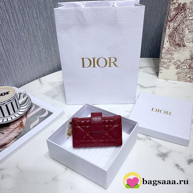 Dior Lady Lambskin Wallet Red - 1