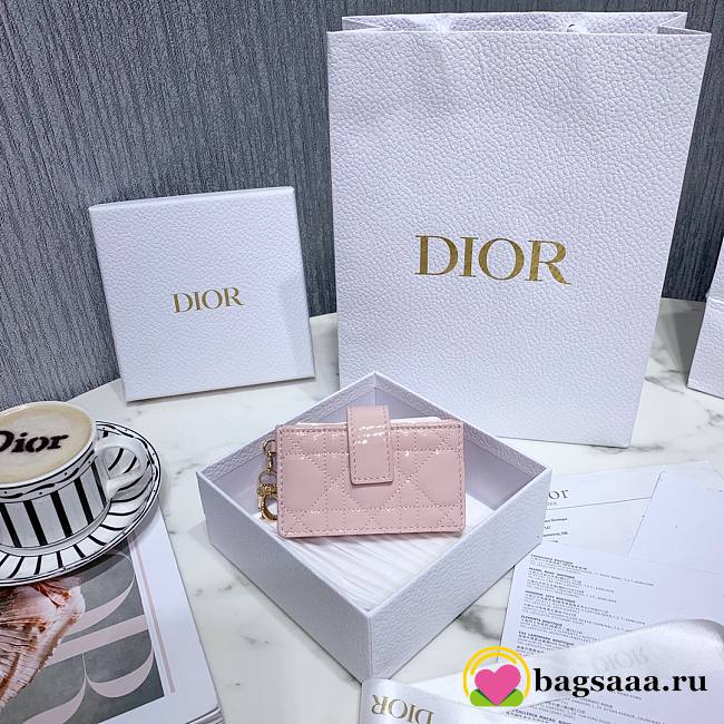 Dior Lady Patent Leather Wallet Pink - 1