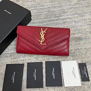 Ysl Calfskin With Gold Buckle Wallet In Red - 1