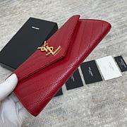 Ysl Calfskin With Gold Buckle Wallet In Red - 6