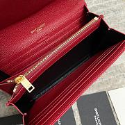 Ysl Calfskin With Gold Buckle Wallet In Red - 5