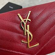 Ysl Calfskin With Gold Buckle Wallet In Red - 3