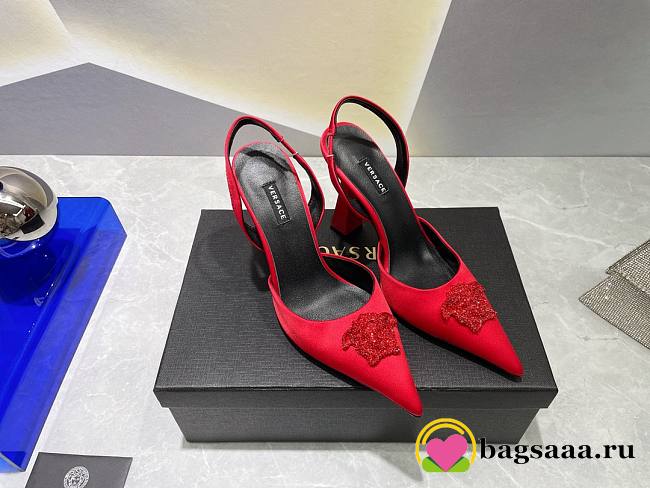 Versace Crystal Heels Red - 1
