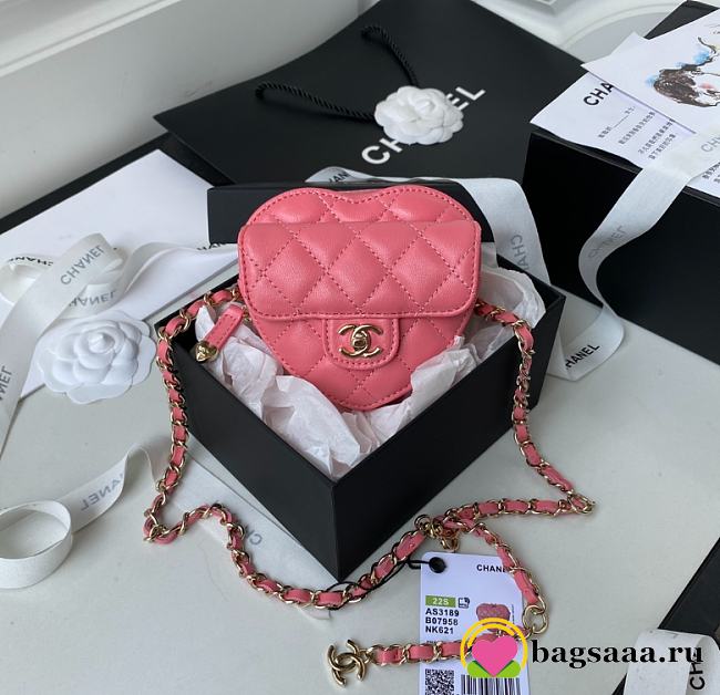 Chanel Heart Bag Medium Pink Lambskin - 1