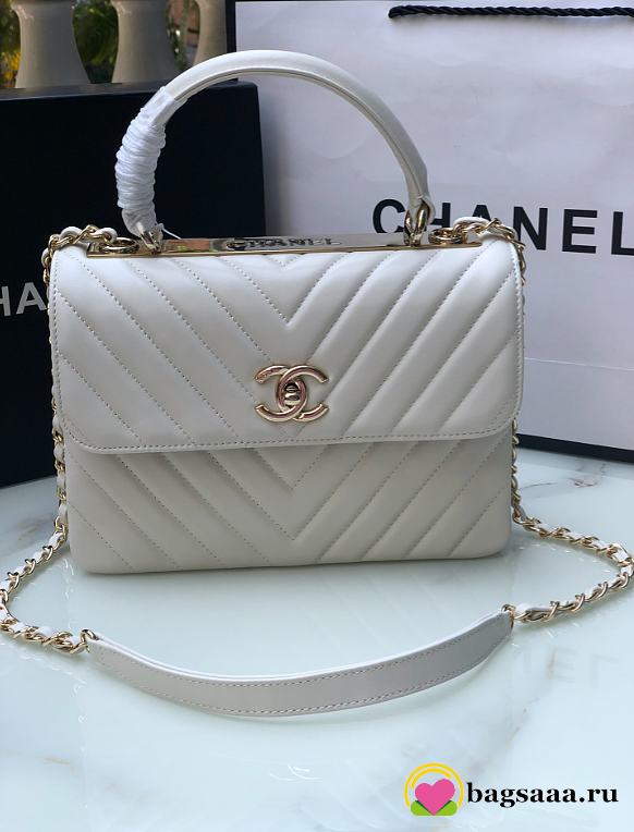 Chanel Trendy CC Handbag 25cm White 92236 - 1