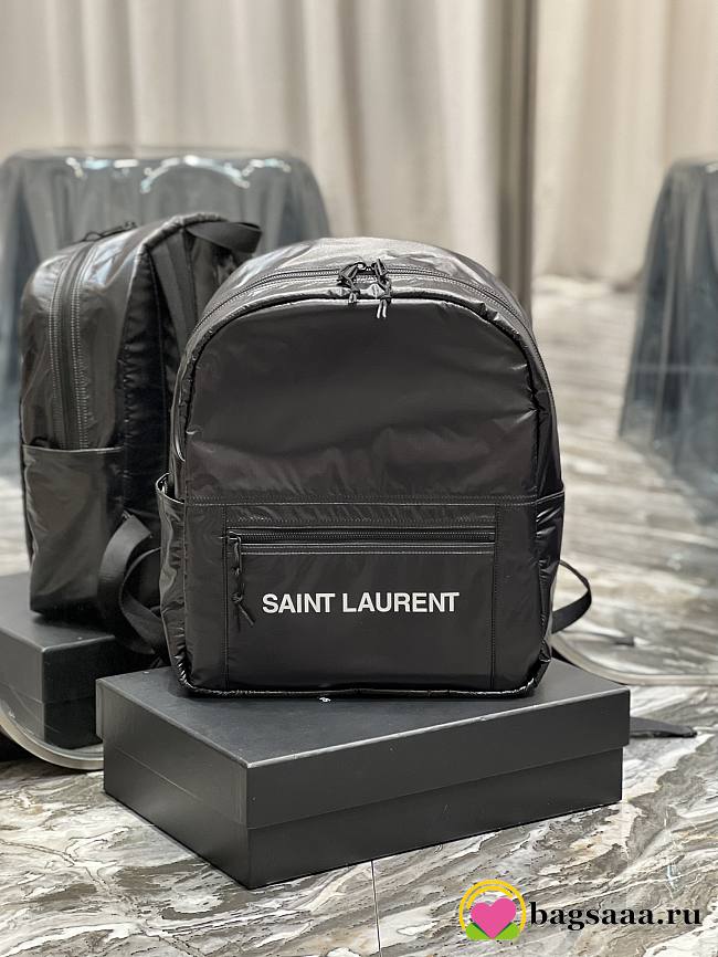 YSL Nylon Backpack Bag Black - 1